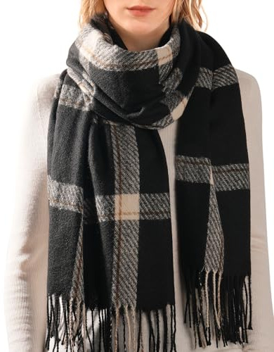 FURTALK Winter Scarf for Women Shawl Soft Tassel Plaid Large Oversized Scarves Wraps