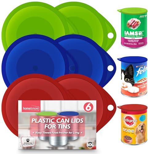 SOL 6pk Plastic Can Lids for Tins Reusable Food Covers for Opened Cans Secure Fit Leak Resistant Kitchen Storage Accessories for Fridge Pantry Pet Food Freshness Protection