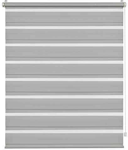 Deco Company Estor enrollable Duo, Estor doble, Instalación en la ventana sin taladrar, Todas las piezas de montaje incluidas, Poliéster, Gris claro, 90 x 150 cm