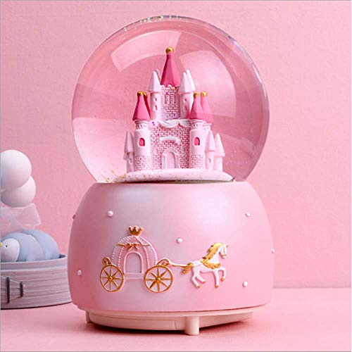 Spieluhr Kristallkugel Burg Musik Box Buntes Nachtlicht Schneekugel Autorotierende Musikspieluhr Home Dekoration Kinder Mädchen Frauen Romantisches Geschenk für Geburtstag Valentinstag Weihnachten