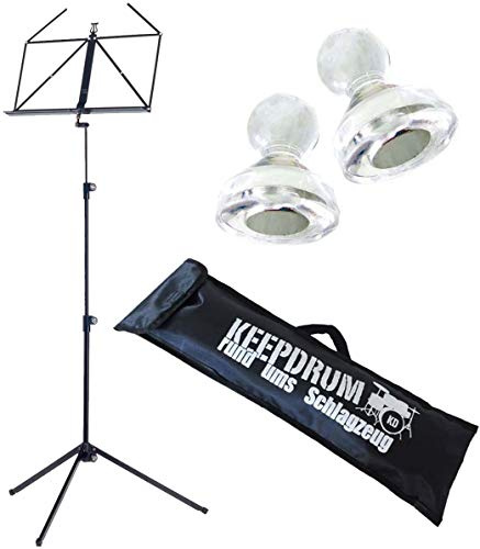K&M 100/1 Black Notenständer Schwarz + keepdrum Tragetasche + Magnete 2 Stück