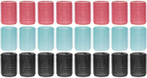 MIJOMA Set di 24 bigodini adesivi in velcro – bigodini autoadesivi per capelli – Hair Rollers in verde menta, rosa, nero – arricciacapelli senza calore di qualità da parrucchiere (Ø 50 mm)