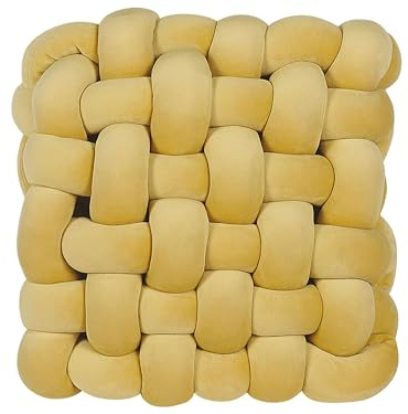 Beliani Morbido Cuscino Decorativo a Forma di Nodo Giallo 30 x 30 cm