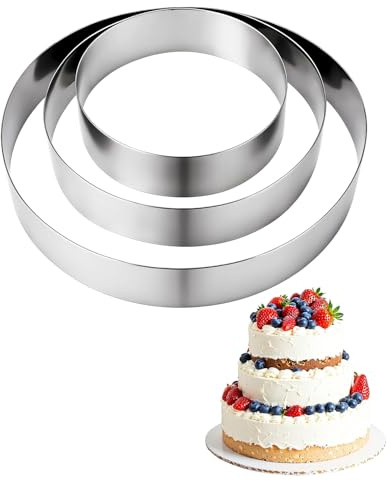EORTA 3pcs Round Cake Ring Set, 6/8/10 Inch Stainless Steel Pancake Biscuit Cutter Tier Cake Maker Circle Mold