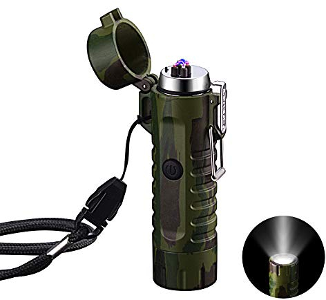 VOMONO Accendino elettrico ad arco a LED portatile per esterni - Accendini antivento al plasma - Ricaricabile tramite USB, lanterna da campeggio, candela cucina - regali da uomo