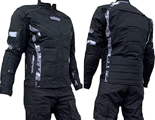 l&j Motorradjacke - Jacke mit herausnehmbaren Protektoren - Textil Motorrad Jacke Biker (xx_l)