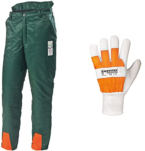 Safetytex Forstschutz Set - 2 teiliges Forstset - KWF geprüft - Schnittschutzhose & Handschuhe - für Forst & Gartenarbeit Gr. 54