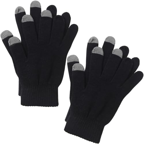Cooraby 2 Pairs Men or Women's Winter Touch Screen Magic Gloves - Warm Knit Gloves for Typing & Texting (Black, Small)