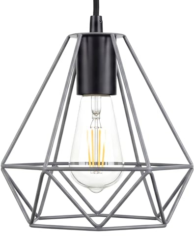 GIGGI Grey Lampshade for Ceiling, Lamp Shades | Light Shade Ceiling Light Industrial Wire Basket Metal Basket Pendant Lighting Ceiling Light Shade, Lamp Shades Ceiling for Indoor Pendant Light Shade