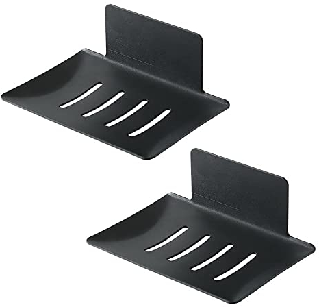 KAIAIWLUO Jabonera de Pared,2 PCS Jabonera de Baño Soporte de Esponja de Acero Inoxidable Jabón Estantería almacenamiento para Jabón Ducha Baño Cocina Negro