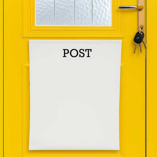 Letter Box Catcher [White] - Post Catcher for Letterboxes Indoor, No Tools or Screws Needed - 52 x 40 cm Dog Proof Mail Catchers Bag, White Letter Box for Front Door