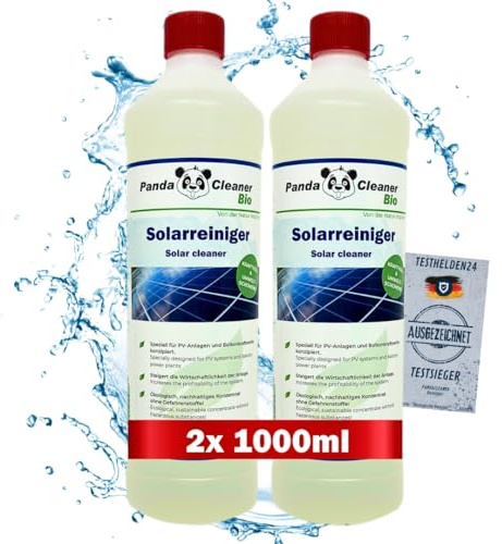 PandaCleaner Bio Solar Reiniger - 2L Photovoltaik Reinigungsmittel | Konzentrat 1:100 - PV Anlage & Solarreinigung - Solarmodul reinigen & Laufzeit verlängern - Für Balkonkraftwerke