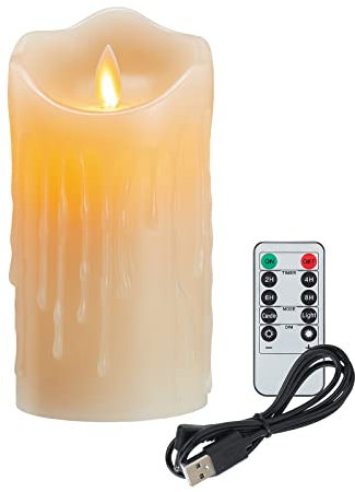 Koelaa Candele Ricaricabili, Candele LED, Candele Senza Fiamma, Candela Tremolante Senza Fiamma con Timer, Luce Candela Ricaricabili USB con Telecomando, Candela per Halloween-7.5 * 15cm