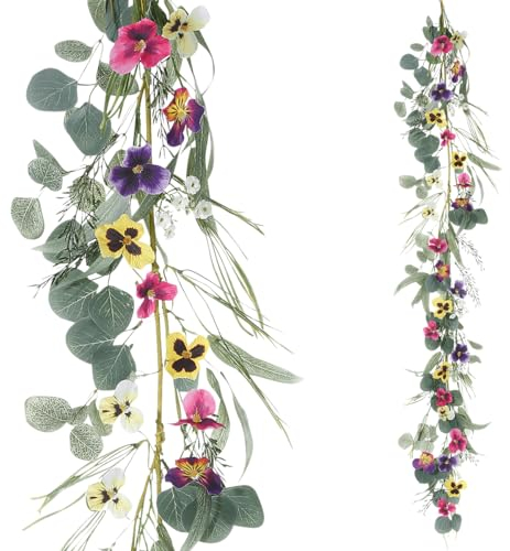 Künstliche Stiefmütterchen Girlande 155 cm rosa Blumen-Ranke Deko Girlande Kunstblume