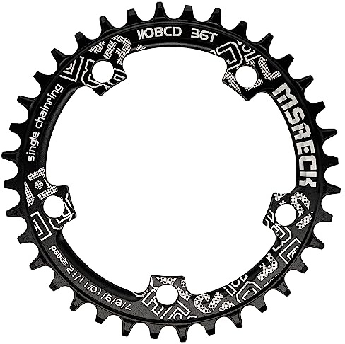 MSRECK 110 BCD Narrow Wide Chainring 36T 38T 40T 42T 44T 46T 48T 50T 52T for 7 to 12 Speed Road Bike (Black Round, 46T)