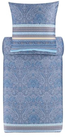 Bassetti Maser Bettwäsche + 1 Kissenhülle aus 100% Baumwollsatin in der Farbe Azurblau B1, Maße: 155x220 + 1 K 80x80 cm - 9325853