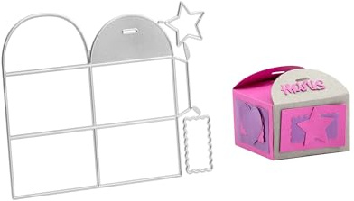 Stanzenshop Stanzschablone Quardratische Schachtel mit Verzierungen, Geschenk, Geburtstag, Überraschung, Stanzformen, Schablonen, Scrapbooking, Kartenherstellung
