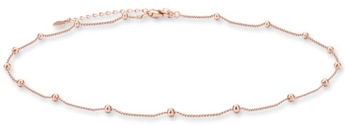 CERSLIMO Kette Rosegold, Sterling Silber 925 Rose Vergoldet Choker 14inch Halskette 35cm ohne Anhänger für Frauen Mädchen Damen
