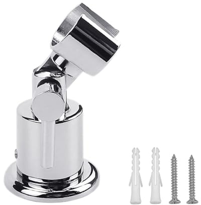 All Metal 180 Adjustable Shower Wand Holder with Handle, Wall Mount, Handheld Shower Head Bracket