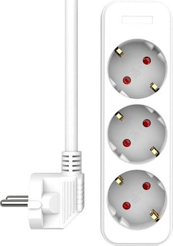 ELRO ES103 Mehrfachsteckdosenleiste, 3-Fach, 1,5m Kabel, Kindersicherung, 3680W, TÜV, Weiß