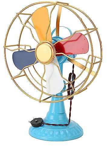 Asixxsix Ventilador de Mesa Modelo Vintage, Ventilador de Mesa de simulación de Estilo Retro, Ventilador de Escritorio Antiguo de Base Ancha de Metal para salón Dormitorio Oficina