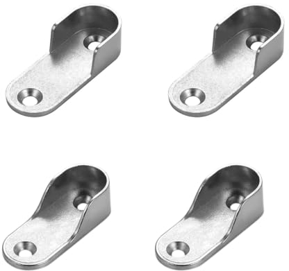 LYITZW Lot de 4 Support Tringle, Penderie Ovale Support Barre Penderie Alliage de Zinc Nickelé pour Tringle Vetement Dressing,Barre de penderie