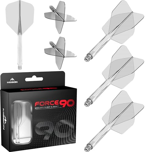 Mission Darts Force 90 | Integriertes präzisionsgeformtes Dart-Flight und Schaftsystem, 3 Stück, professionelle, sehr langlebige 2-in-1 kombinierte Dart-Flights und Schäfte, Standard Nr. 6