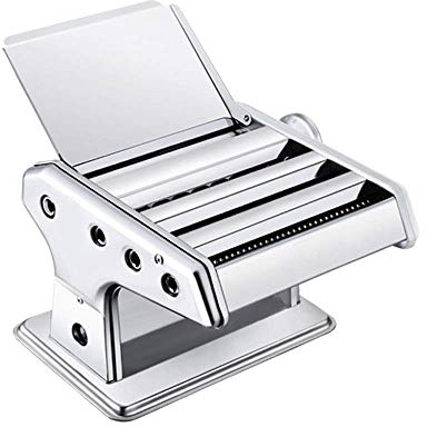 XAoSCd Pasta Machine Roller Machine Manual Noodle Maker Cutters with 3 Blades for Spaghetti Lasagna Tagliatelle Manual Pasta Machines (Color : Silver, Size : 22X19X14CM)