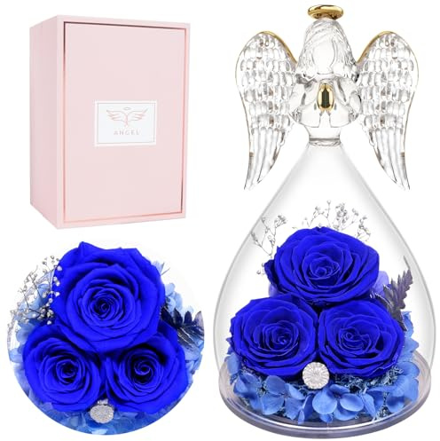 Muttertagsgeschenk, Ewige Rose Schutzengel Geschenke für Mama, Infinity Rose Geburtstagsgeschenk für Frauen Mama Oma Geschenk, Blumen Rosen Geschenke für Frauen Freundin Geschenk Jahrestag Weihnachten