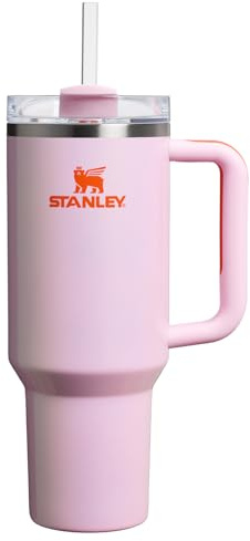 Stanley Quencher H2.0 Tumbler with Handle and Straw 40 oz | Flowstate 3-Position Lid | Cup Holder Compatible for Travel | Insulated Stainless Steel Cup | BPA-Free | Rose Petal Shimmer