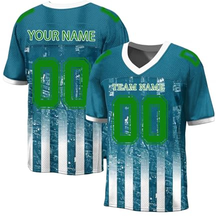 Generisch Personalisiert Rugby Trikot Herren Sporthemden Atmungsaktiv T-Shirt Schnelltrocknend American Football Trikot Individuelles Fußball Trikot Kurzarm Trikot Männer Damen Black Friday Angebote