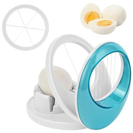LAWALEISHE Egg Slicer with Stainless Steel Wire Egg Slicer,Multifunctional Egg Cutter,Heavy Duty Egg Cutter with Sharp Wire for Evenly Slicing Boiled Eggs Ham Banana and Strawberry (Blue)