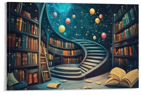 Bookshelf Stampe Su Tela Senza Cornice Quadri Moderni Wall Art Colorato Albero Della Vita Dipinti Su Tela Astratti Decorazione Di Arte Della Parete Per Soggiorno Camera Da Letto 16x24inch(40x60cm)