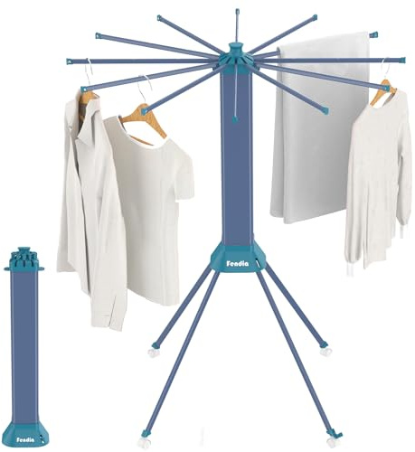 Clothes Drying Rack ​Foldable & ​Collapsible Drying Racks with 4-Leg Octopus Design, Large Capacity ​Space Saving Indoor Drying Rack for Bedroom,Balcony,Laundry for Indoor/Outdoor Use(Grey & Green)