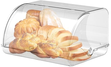 Xasbseulk Clear Bread Bin - Bread Box with Lid | Bread Holder for | Acrylic Bread Storage Container | Desktop Storage Box for Homemade Bread, Bagel, Muffins, Rolls