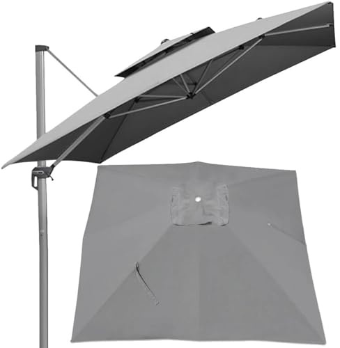 BLGVGKLPNT Auvent de Rechange pour Déporté Parasol de Terrasse, 3 x 3 m, 2.5 x 2.5 m Auvent de remplacement pour parasol de 8 baleines,Carré Toile de Rechange (Gris,2.5×2.5M(8.2ft×8.2))