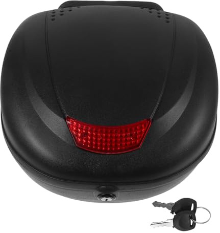 Ciieeo Caja Trasera para Motocicleta Negra Diseño Reflectante y Capacidad Espaciosa, Maleta Superior de Plástico Resistente para Almacenamiento Seguro en Moto