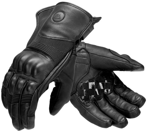 KEMIMOTO Guanti Moto in Pelle Uomo Donna, Termici Guanti Moto Invernali Touchscreen con Protezione delle Nocche, Adatti da 0°C a 5°C, Ideali per Motociclismo, Ciclismo, Sci, Campeggio