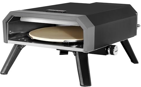 Royal Gourmet Four à Pizza Gaz Extérieur, Barbecue à Pizza de 4 KW avec Pierre Pizza de ⌀33 cm, Allumage Automatique et Pieds Pliables pour Le Jardin, Le Camping, Noir