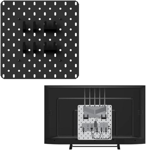 Good Nook - Panneau Perforé Bureau et TV, Pegboard Support Box Internet et Rangement pour Box Internet, Accessoires pour TV, Support Freebox et Décodeur, Cache Multiprise Organisateur VESA