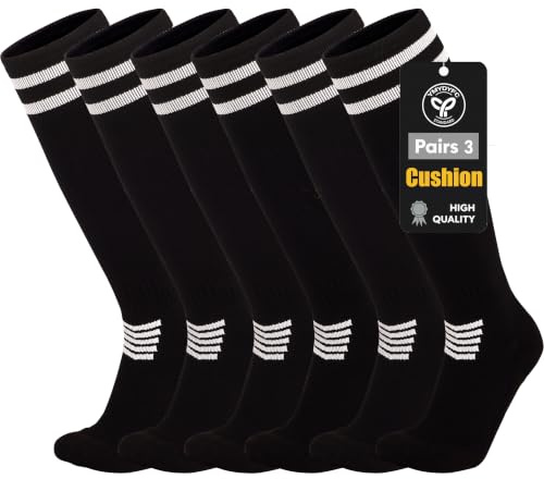 Kids Football Socks Toddler Boys Athletic Soccer Socks Outdoor Sports Socks | Cushioned heel & toe blocks cleat impact.Sweat-wicking fabric.Arch support lessens fatigue.Ideal for rugby,hockey & training.