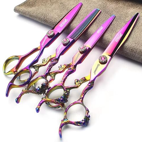 Tijeras de peluquería japonesas Sharongds de 5,5/6 Pulgadas, Tijeras de entresacar, Tijeras de Peluquero Profesionales de 16,5 cm, Juego de 4 Piezas