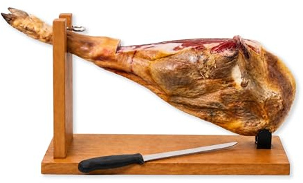 Montevalle Jamón Serrano Gran Reserva Entero con Hueso 7-8 kg | Curación Tradicional Mayor a 20 Meses | Pata de Cerdo Origen Español para Tabla Jamonera | Set Jamonero y Cuchillo