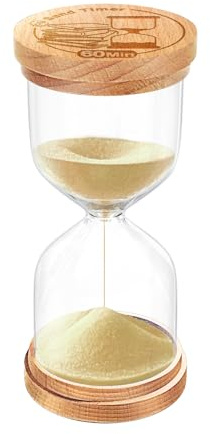 CNCJ Temporizador de arena de madera de 60 minutos, reloj de arena dorado claro para decoración de escritorio, cocina, aula, oficina, estudio, decoración del hogar