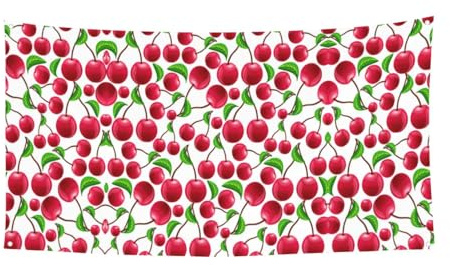 Letrero festivo con estampado de cerezas rojas Holloween para celebraciones, fácil de colgar con cuerdas, 1 paquete