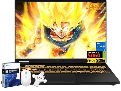 ASUS TUF Gaming F16 Laptop, NVIDIA RTX 5060 (Beat RTX 4070), Intel 14th Core i7-14650HX, 16 1920x1200 FHD+ 165Hz Anti-Glare LCD, WiFi 6E, 32 GB DDR5, 1 TB SSD + 1 TB UFD, Windows 11 Pro, Accessories