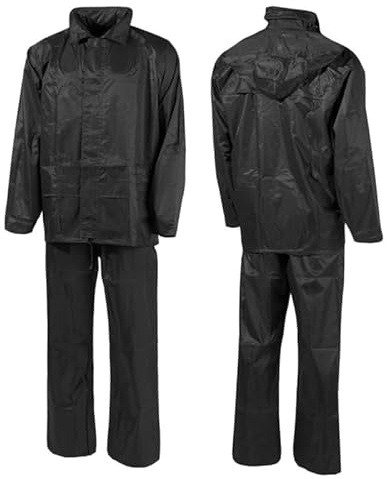 Unisex Waterproof Rain Suit Set – PVC Rain Jacket & Trousers for Men & Women | 2-Piece Lightweight Rainwear | Windproof, Packable Workwear Black 4XL