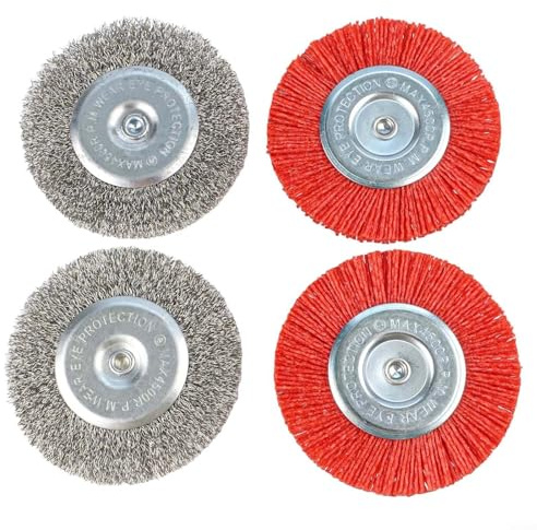 Oniissy Herramienta de cepillo de alambre abrasivo de nailon para taladro eléctrico con 100 mm de diámetro y vástago de 6 mm, cepillo de pulido y deshierbe de metal para uso industrial en adoquines,