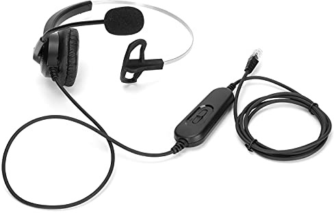 MISDBOUBM Cuffia telefonica con microfono e controllo audio, cuffia da ufficio aziendale, cuffia per call center audio a banda larga con scheda ruotabile di 180° e braccio oscillante di
