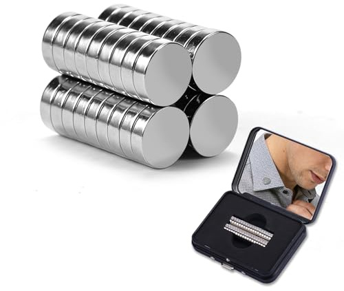 LIGHUFEIC Mirror Box Men's Collar Stays- 36Pcs N42 Strong Magnets in Portable Metal Case for Dress, Sport, and Casual Shirts (0.35 * 0.1IN,Black)